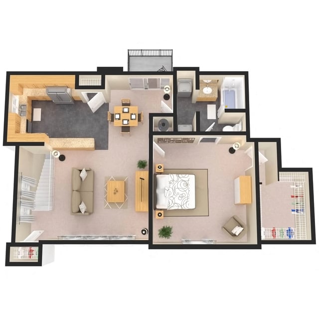 1 Bed Loft (+$125 Attached Garage)