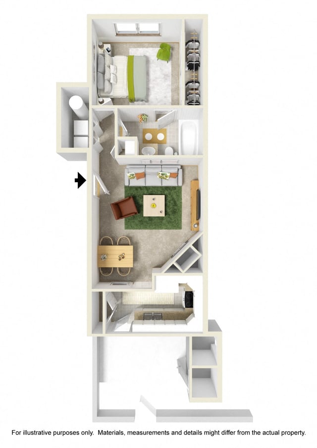 1 bed 1 bath floor plan