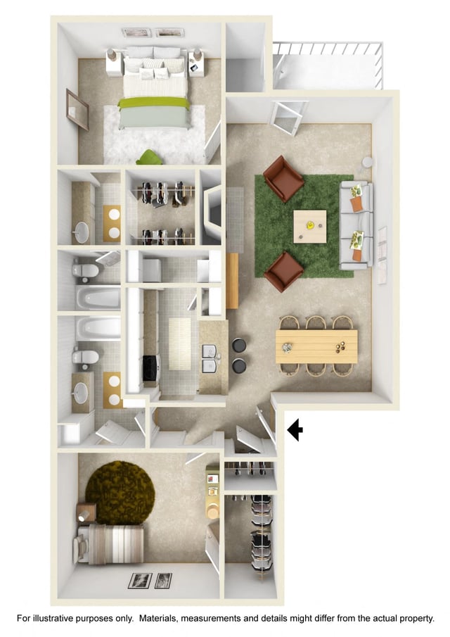 2 Bed (Patio or Sunroom) floor plan