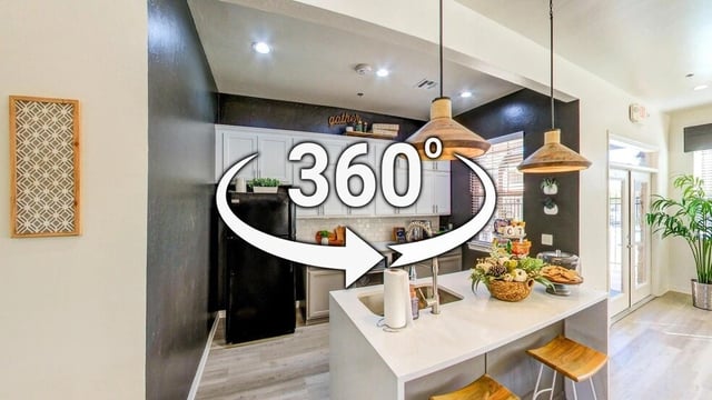 Kitchen area with a 360 tour overlay