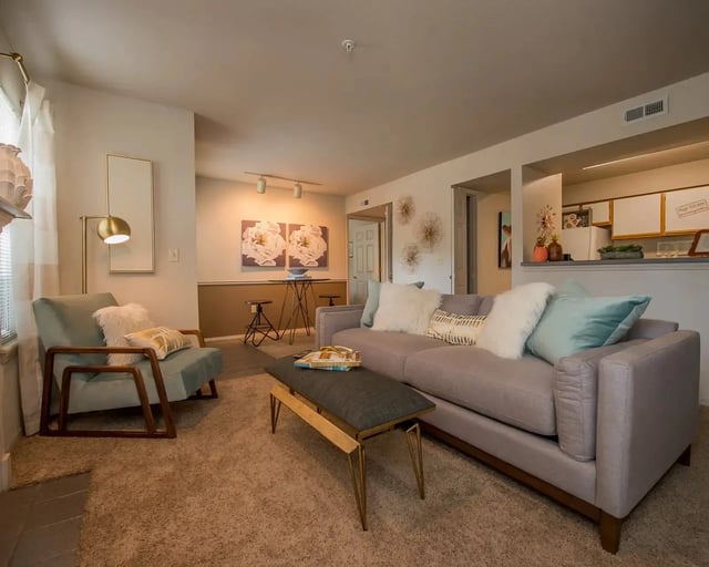 Cozy living room featuring a light gray sofa and modern decor