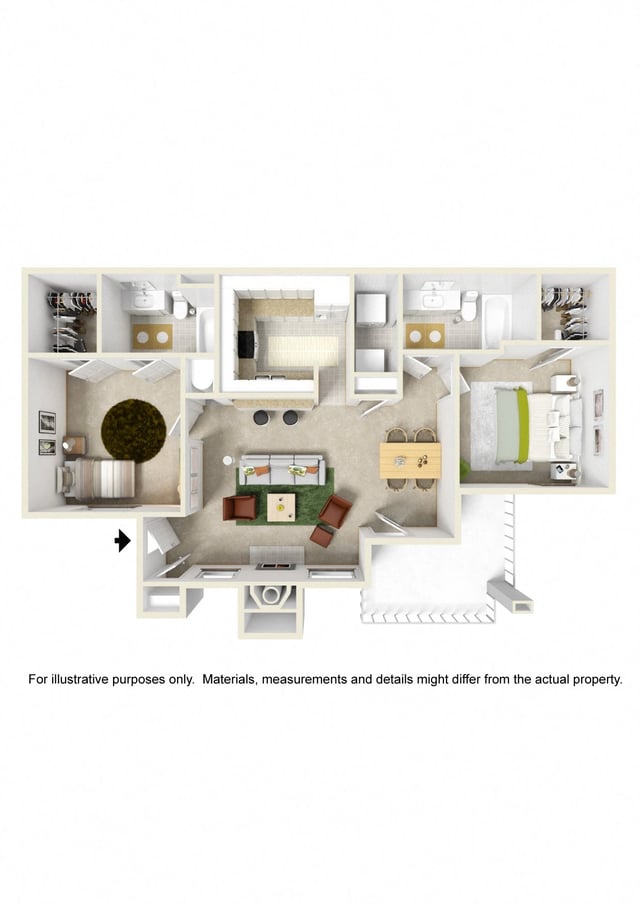 2 Bed (Fireplace / Vaulted Ceiling Optional) floor plan