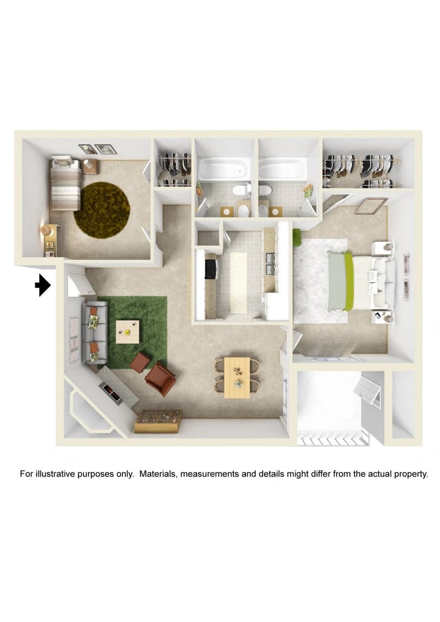 Two Bed Two Bath floor plan