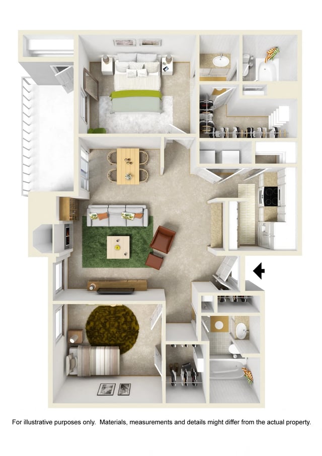 Two Bed Two Bath floor plan