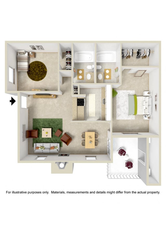 2 Bed (W/D Conn. / Fireplace Optional)