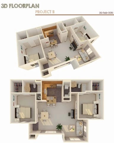 2 Bed 2 Bath w/ Flex Space & Fireplace floor plan