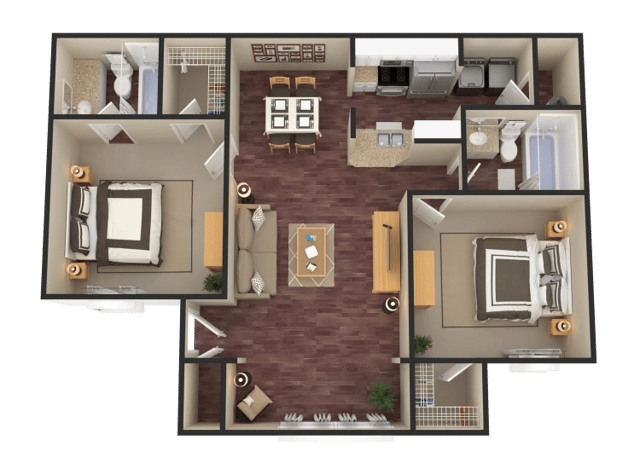 2 Bed 2 Bath Upgrade floor plan