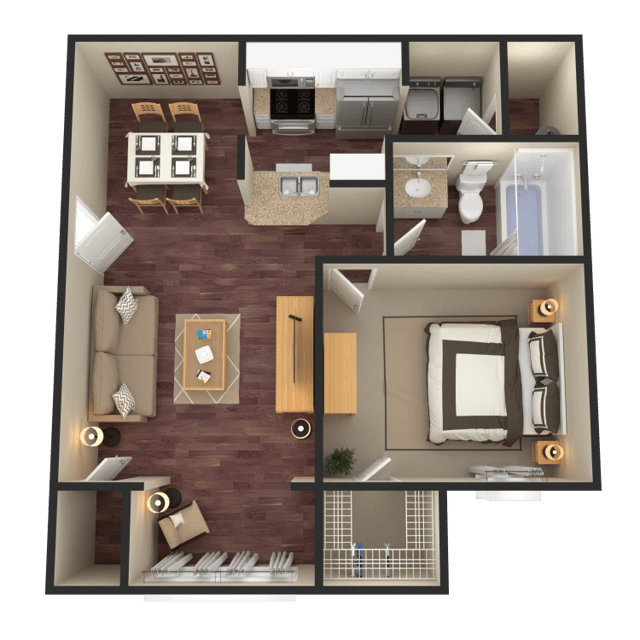 1 Bed 1 Bath floor plan