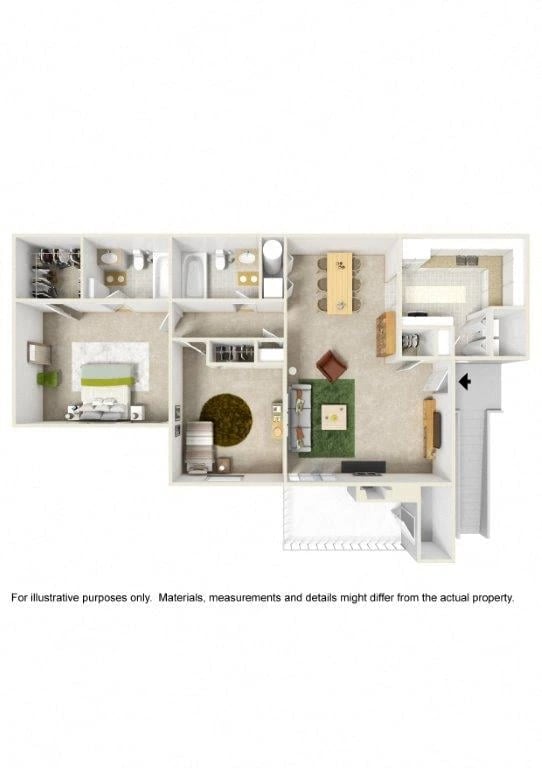 2Bedroom/2Bath floor plan