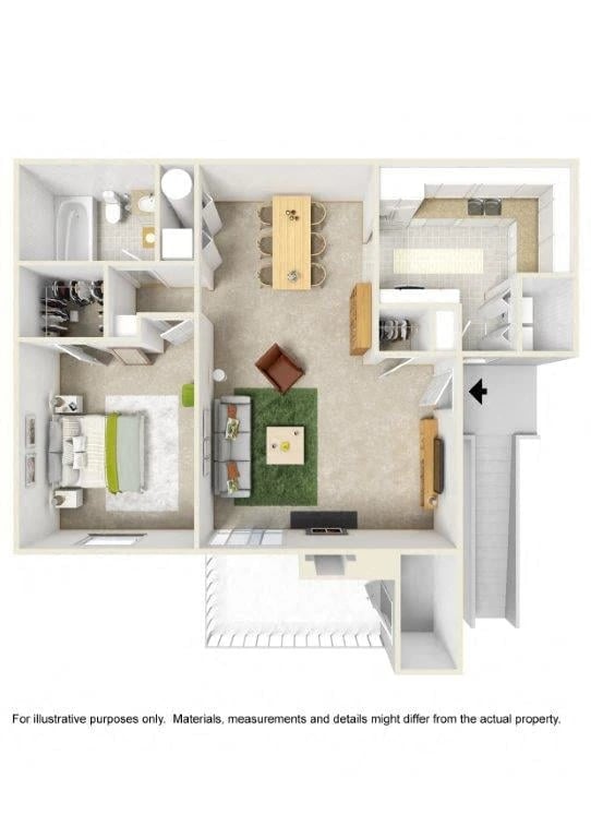 1Bedroom/1Bath floor plan
