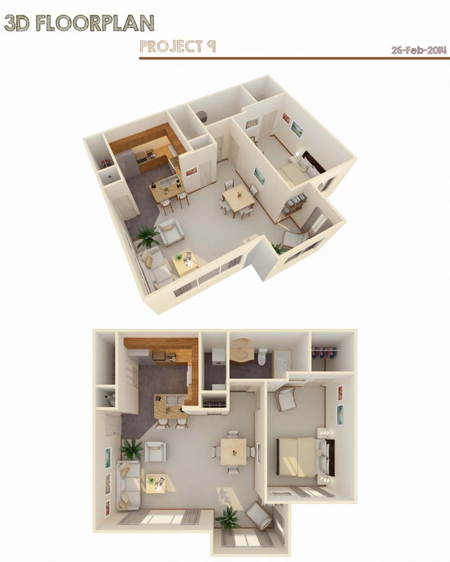1 Bed 1 Bath w/ Flex Space & FIreplace floor plan