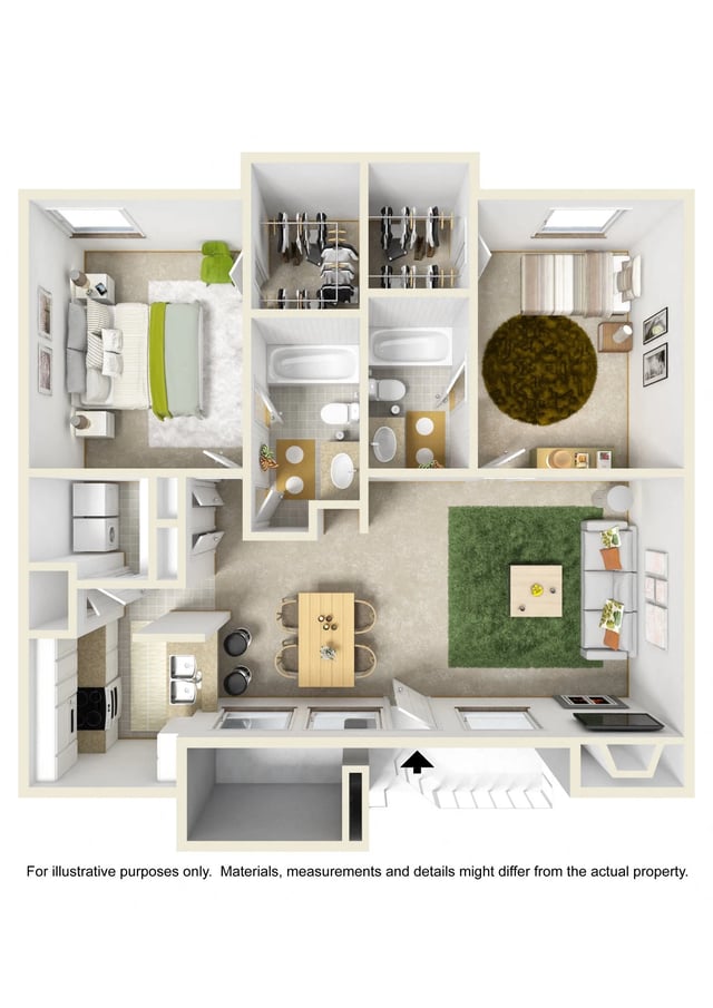 2 BED / 2 BATH floor plan