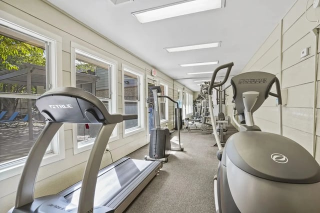Gym with treadmills and elliptical machines
