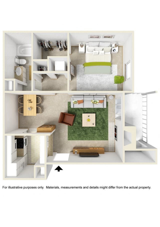 Med 1 bedroom 1 bath floor plan