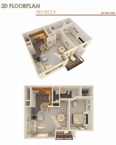 1 Bedroom 1 Bathroom floor plan