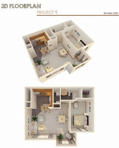1 Bed w/ Flex Space (Fireplace & View Optional) floor plan