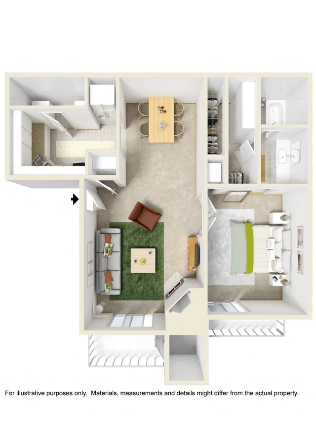1 Bed 1 Bath floor plan