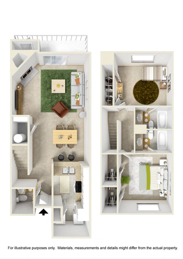 2 Bed Townhome floor plan
