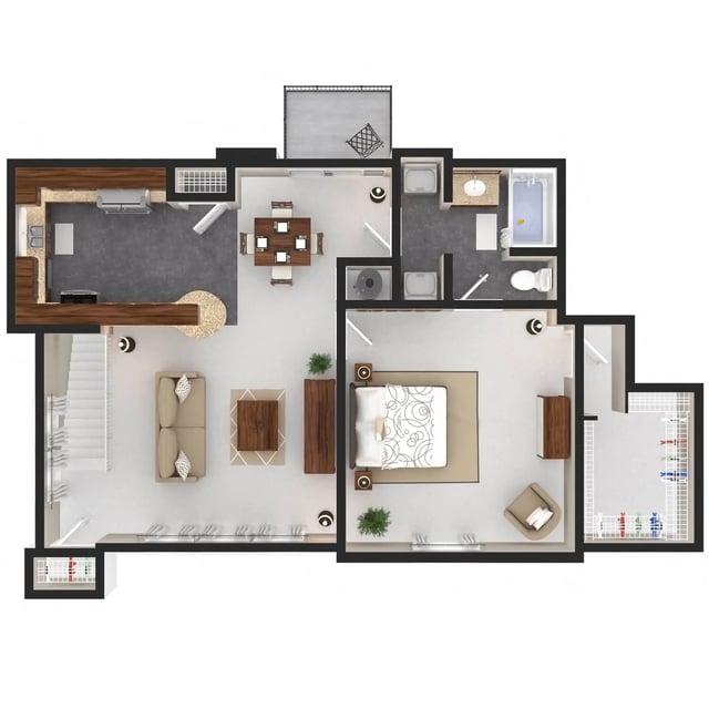1 Bed Loft + $160 Attached Garage (Fireplace Optional) floor plan