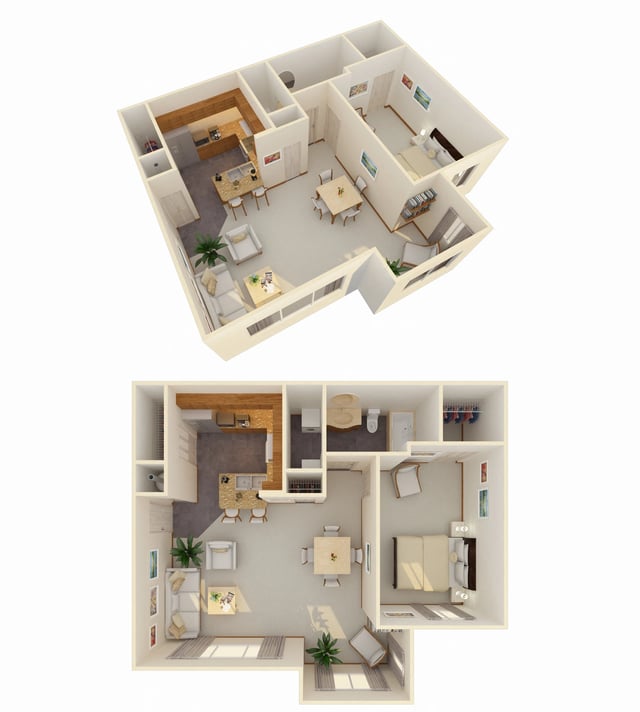 1 Bed 1 Bath w/ Flex Space (Fireplace Optional) floor plan