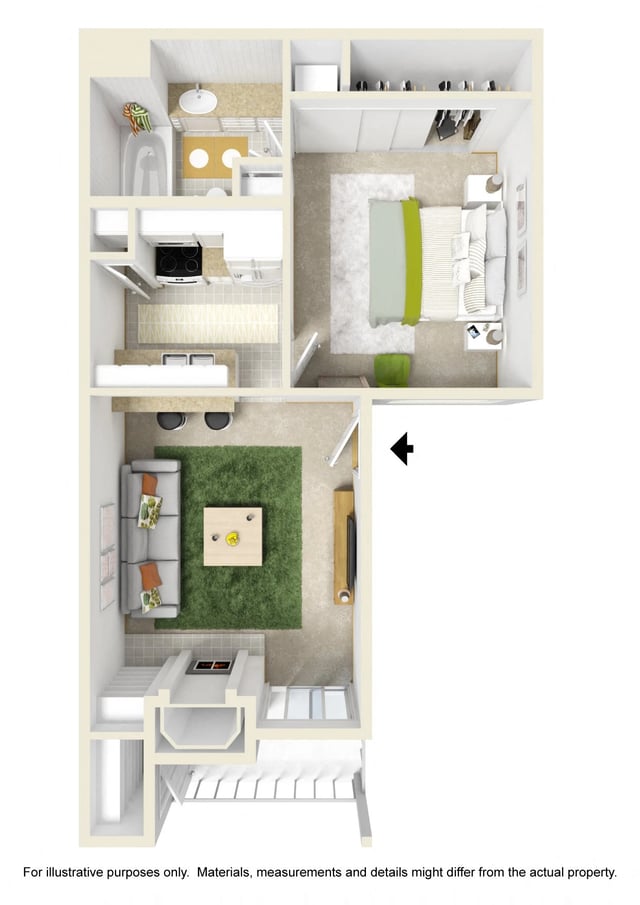 Small One Bed One Bath floor plan