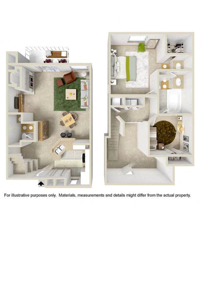 2 Bed 1.5 Bath floor plan