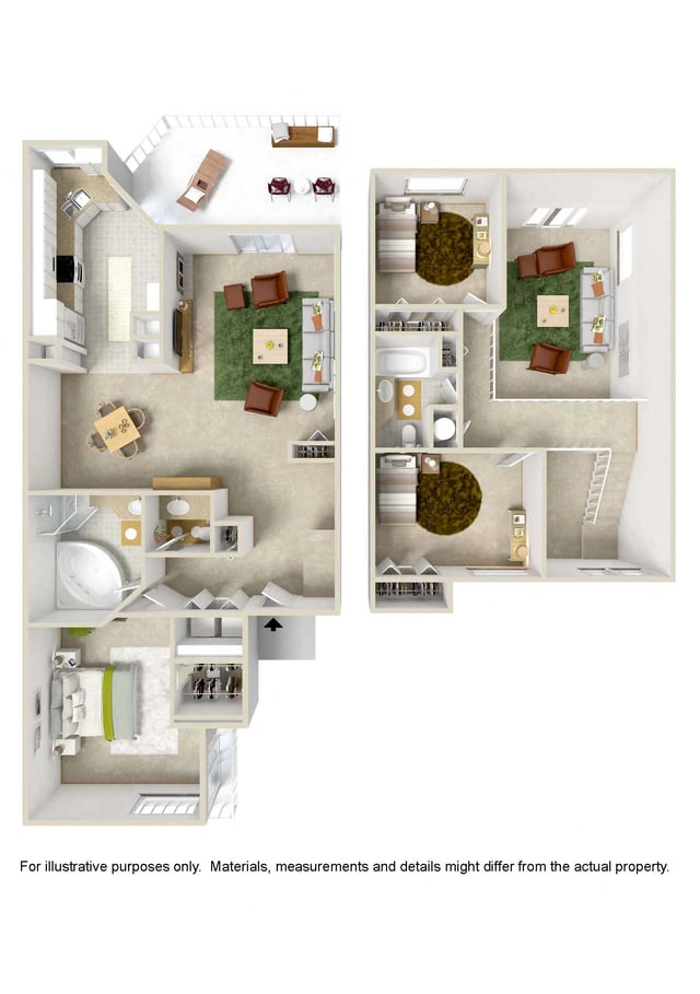 3 Bed 2 Bath - Entry Level Primary Suite floor plan