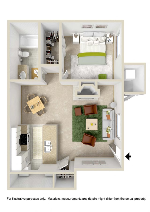 Corporate Suite 1 Bed - All Inclusive (Furnished + Utilities, Call for Rate) floor plan