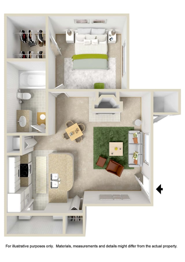 Corporate Suite 1 Bed - All Inclusive (Furnished + Utilities, Call for Rate) floor plan