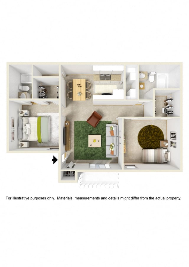2 Bed 2 Bath with Optional WD Connections floor plan