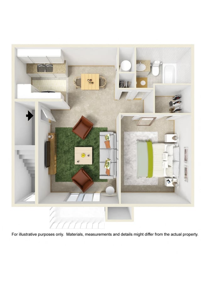 Standard 1 Bed 1 Bath floor plan