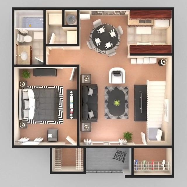1 Bed w/ Washer/Dryer floor plan