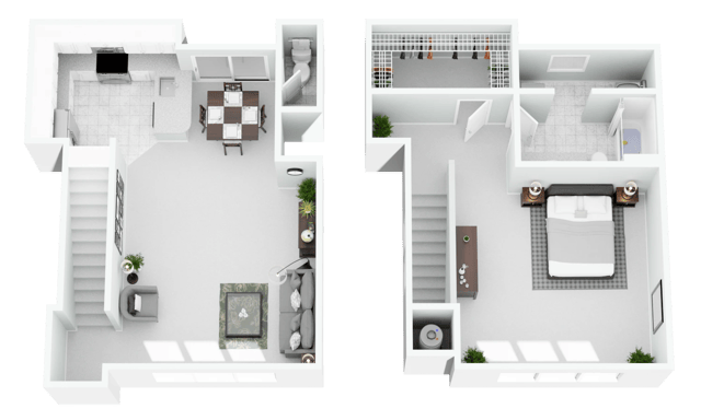 1 Bed 1 Bath Townhouse (Fireplace Optional) floor plan