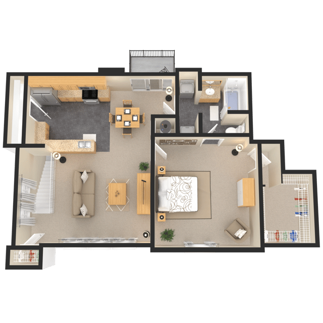 1 Bed 1 Bath + $150 Attached Garage (Fireplace Optional) floor plan
