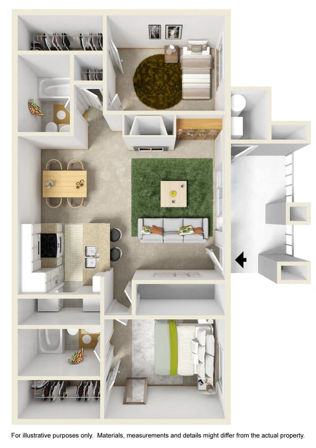 Two Bed Two Bath floor plan