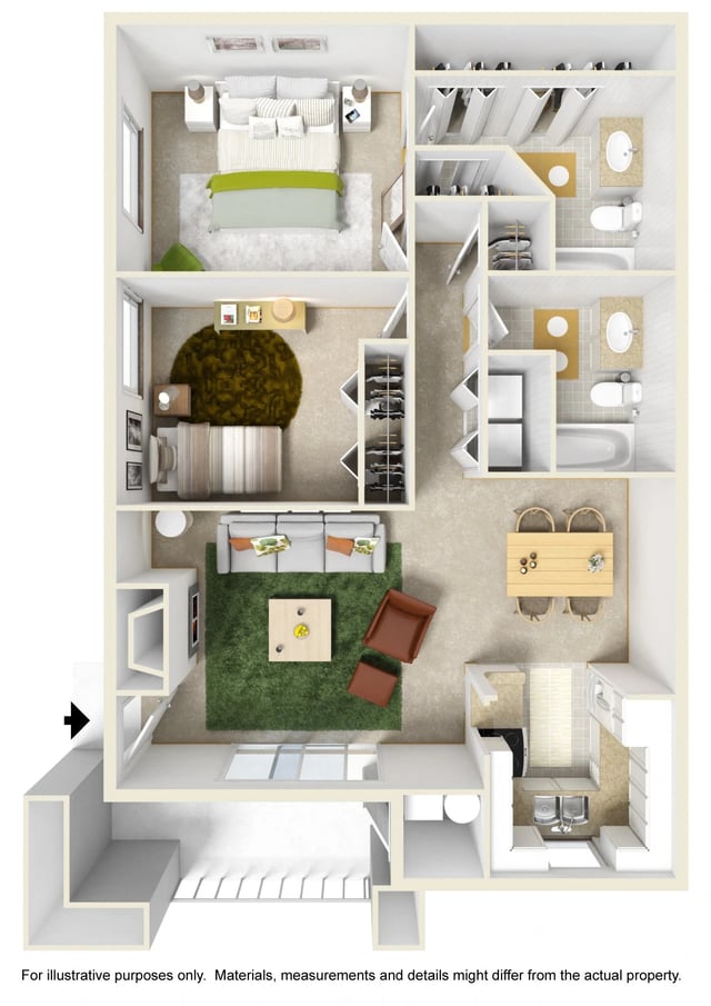 Two Bed Two Bath floor plan