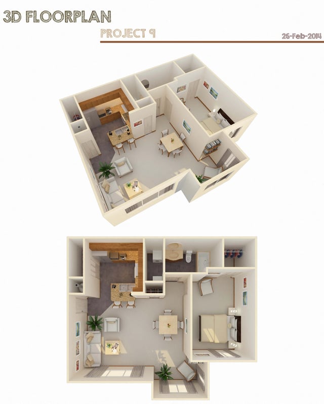 1 Bed 1 Bath w/ Flex Space (Fireplace Optional) floor plan
