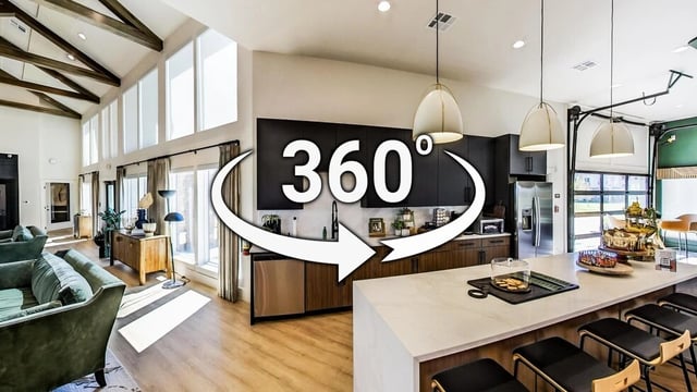 360 virtual tour of the property's common area with a kitchen and lounge space.
