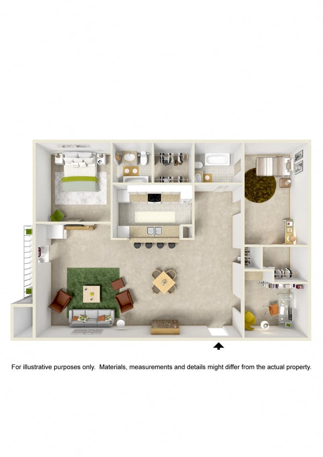 2Bedroom/2Bath, STUDY floor plan