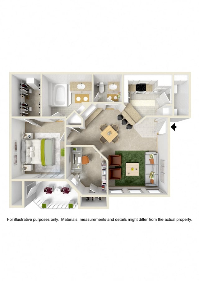 1Bathroom/1Bedroom, STUDY floor plan