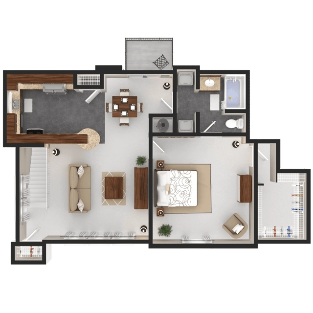 1 Bed 1 Bath Loft plus 150 Attached Garage and Optional Fireplace floor plan