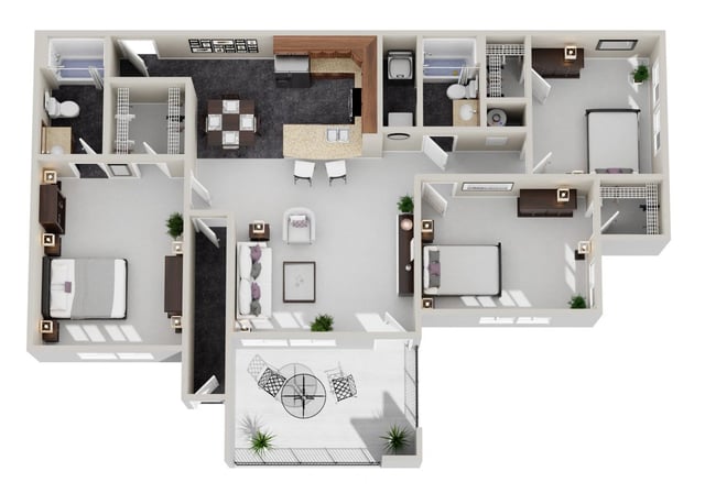 3 Bed 2 Bath with Optional Fireplace floor plan