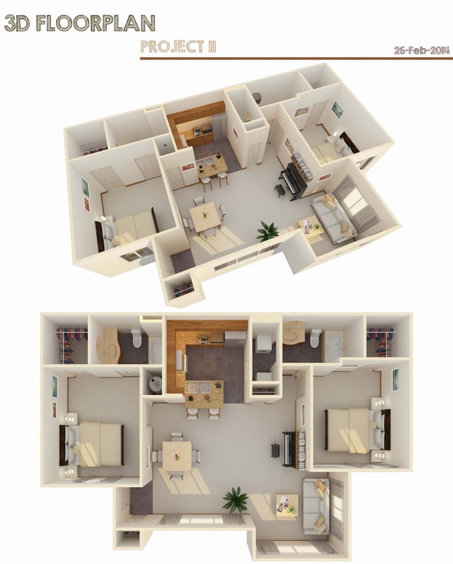 2 Bed 2 Bath floor plan