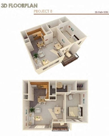 1 Bed (Fireplace Optional) floor plan