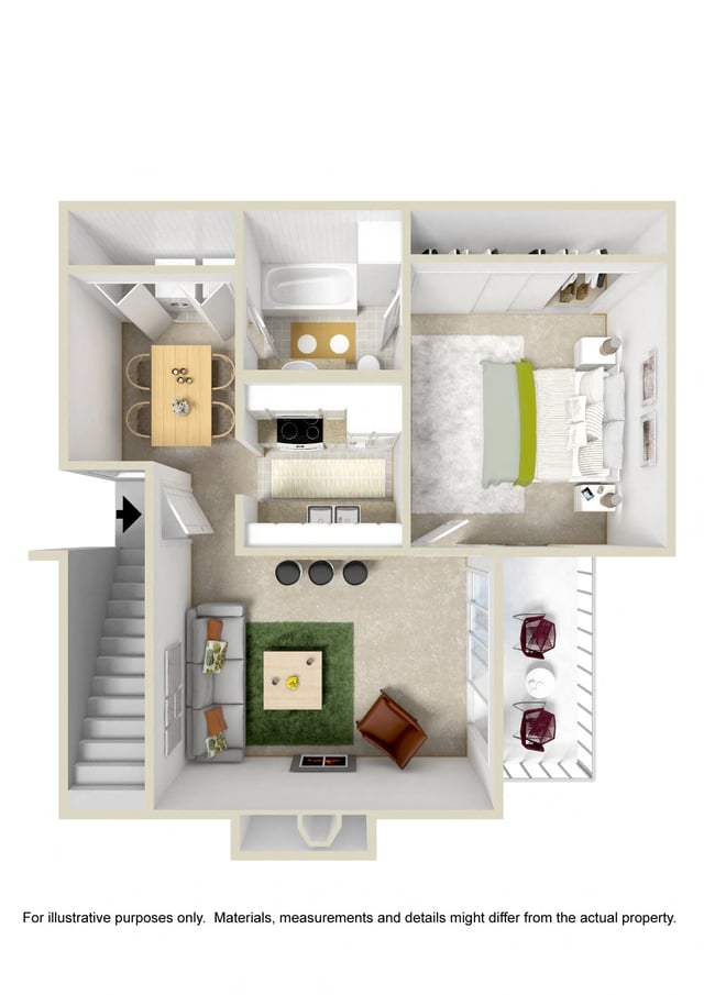 Small 1 Bed floor plan