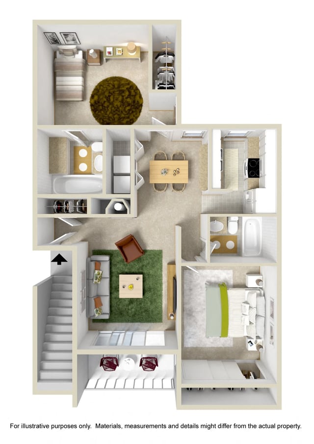 Large 2 Bed floor plan