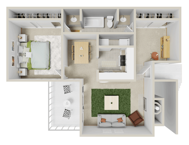1 Bed w/ Den floor plan