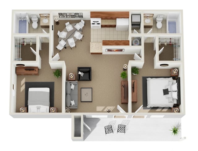 2 Bedroom 2 Bathroom floor plan