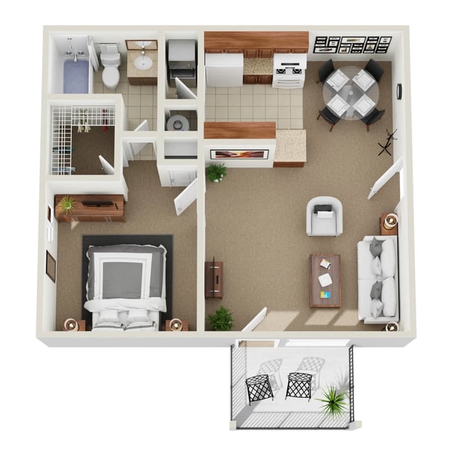 1 Bed 1 Bath floor plan