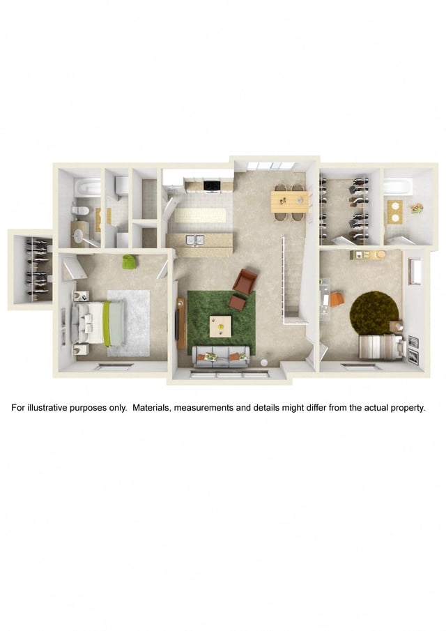 2 Bed w/ Attached Garage (Price not included) floor plan